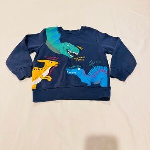 Blue Toddler Dinosaur Sweatshirt Crewneck Kids Pullover Cute Dino Graphic